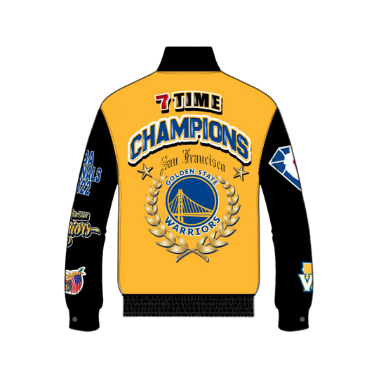 GOLDEN STATE WARRIORS 7TH CHAMPIONSHIP WOOL & LEATHER JACKET hover image