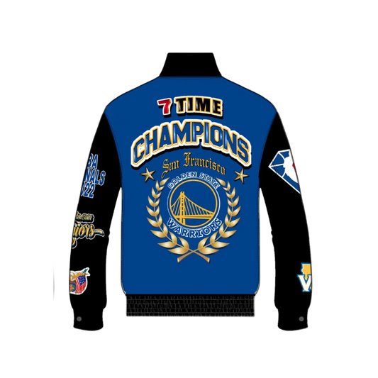 GOLDEN STATE WARRIORS 7TH CHAMPIONSHIP WOOL & LEATHER JACKET hover image