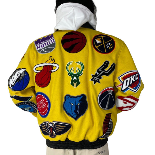 NBA COLLAGE WOOL & LEATHER JACKET Yellow hover image
