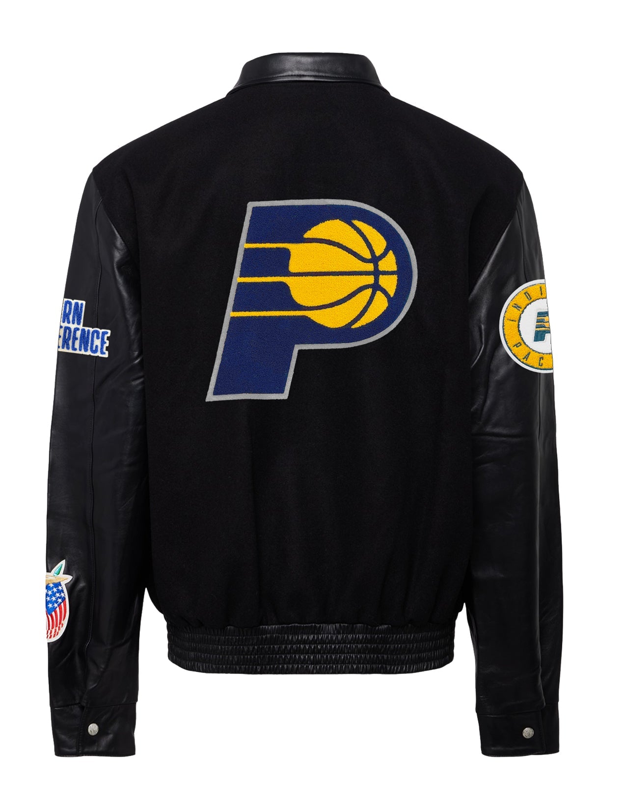 INDIANA PACERS WOOL & LEATHER JACKET Black