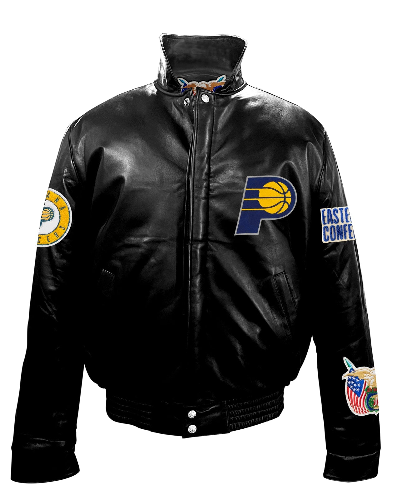 INDIANA PACERS FULL LEATHER PUFFER JACKET Black