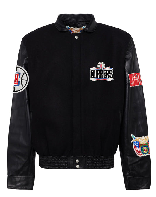 LOS ANGELES CLIPPERS WOOL & LEATHER JACKET Black hover image