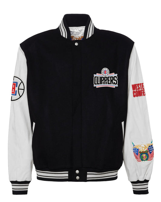 LOS ANGELES CLIPPERS WOOL & LEATHER VARSITY JACKET Black / White hover image