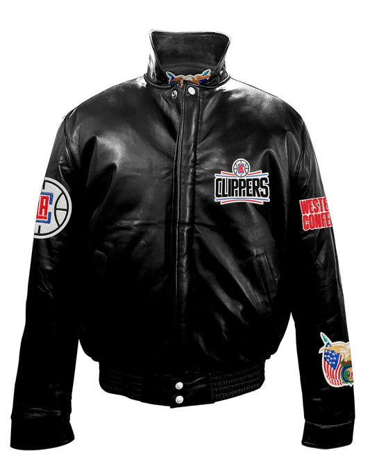 LOS ANGELES CLIPPERS FULL LEATHER PUFFER JACKET Black hover image