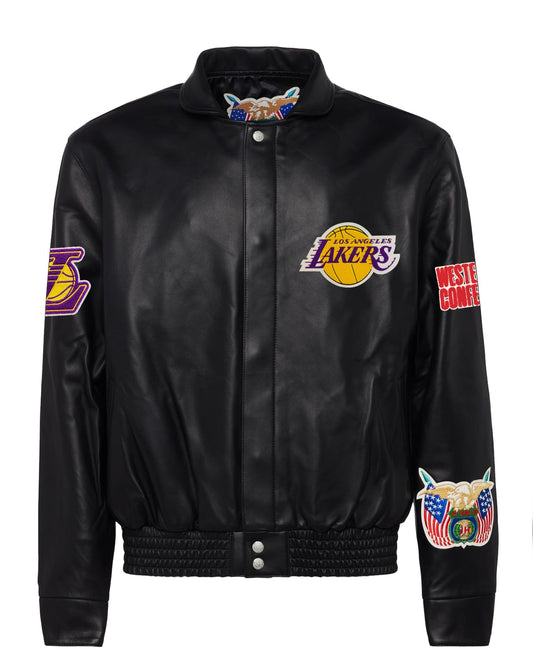 LOS ANGELES LAKERS FULL LEATHER JACKET Black hover image