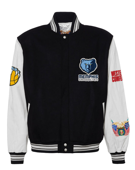 MEMPHIS GRIZZLIES WOOL & LEATHER VARSITY JACKET Black / White hover image