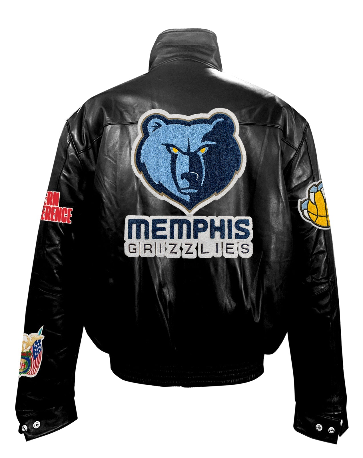 MEMPHIS GRIZZLIES FULL LEATHER PUFFER uses jacket Black