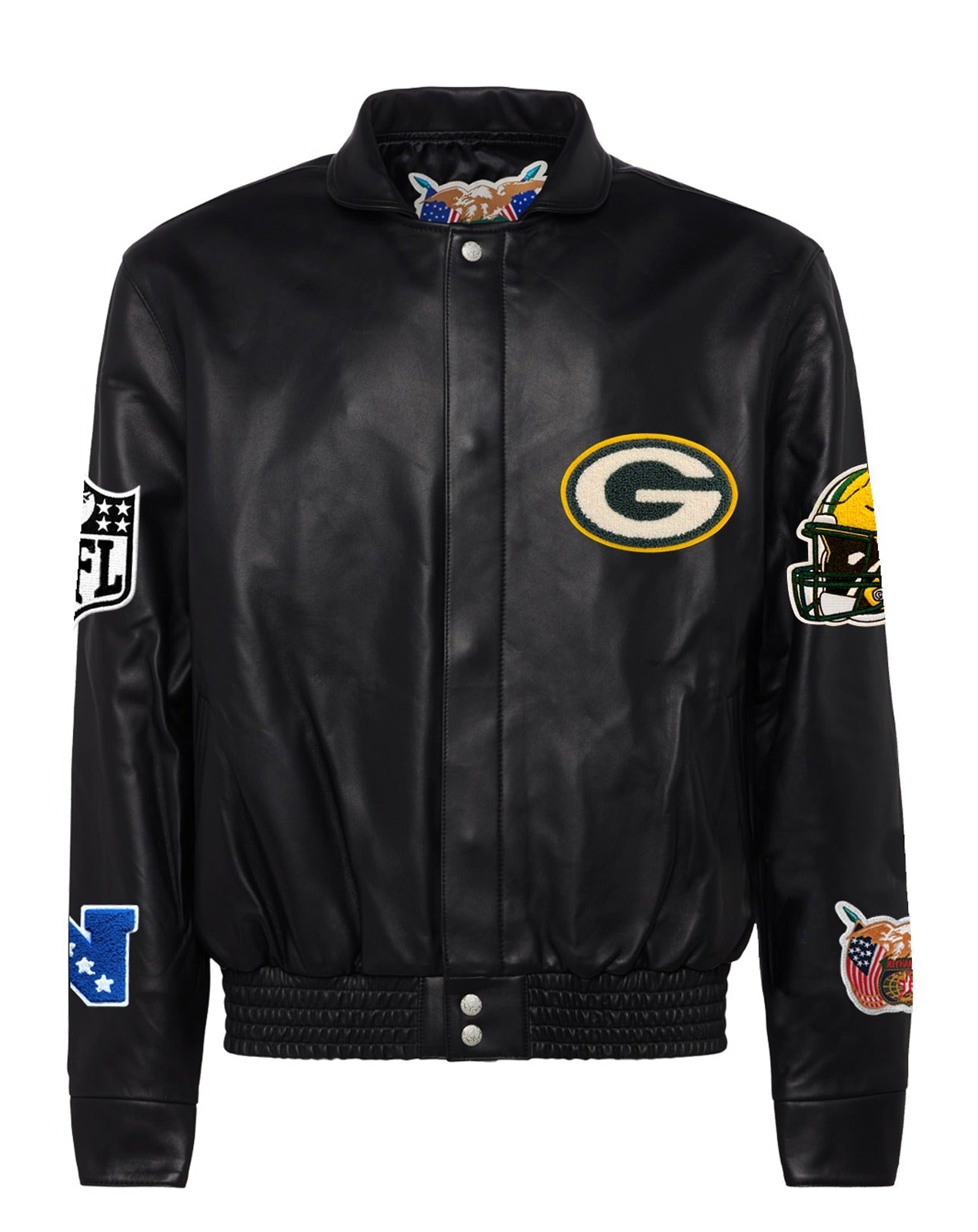 GREEN BAY PACKERS FULL LEATHER JACKET Black
