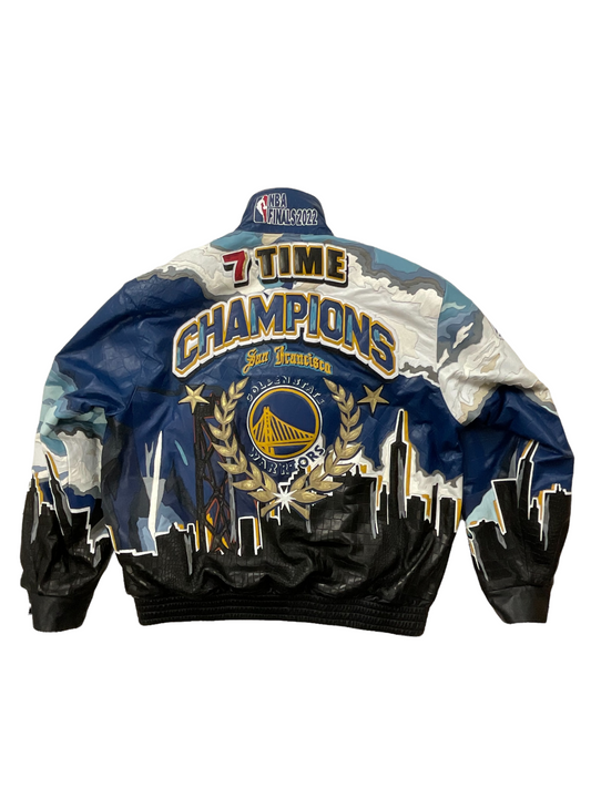GOLDEN STATE WARRIORS 7TH CHAMPIONSHIP LEATHER JACKET hover image