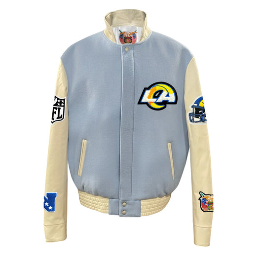 LOS ANGELES RAMS WOOL & LEATHER VARSITY JACKET Baby Blue hover image