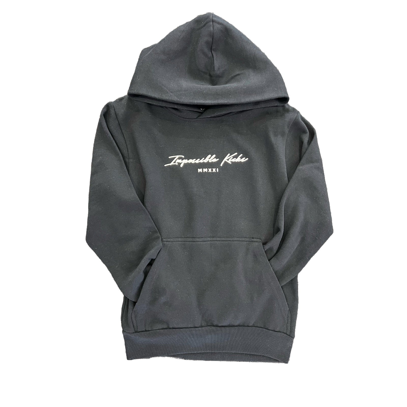 Impossible Kicks  Embossed HD Hoodies, Solid Black