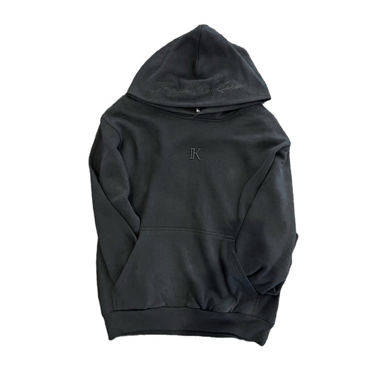 Impossible dots Embroidered Hoodies , Solid Black