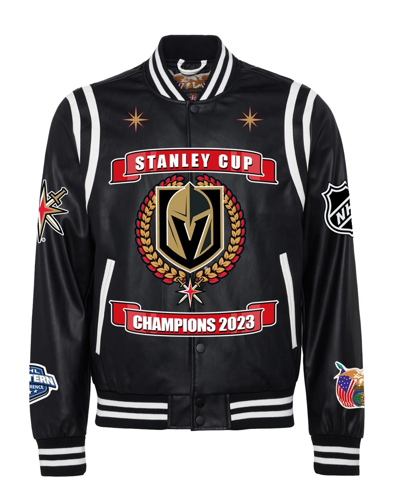 VEGAS GOLDEN KNIGHTS NHL STANLEY CUP CHAMPIONS VEGAN LEATHER JACKET