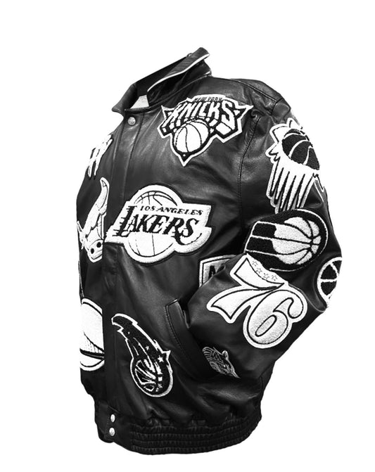 LIMITED EDITION 50TH ANNIVERSARY OF HIP-HOP NBA COLLAGE FULL LEATHER BLACK & WHITE hover image
